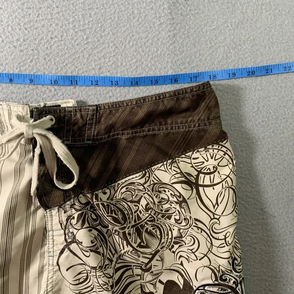 vintage O'Neill men's abstract graphic board short  Brown stripe Sz 36 Y2K 00s